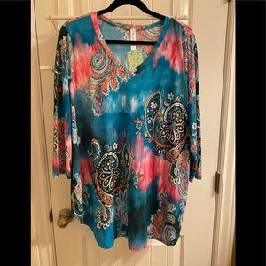 Cherish The Moment Turquoise Tunic, XL NWT.